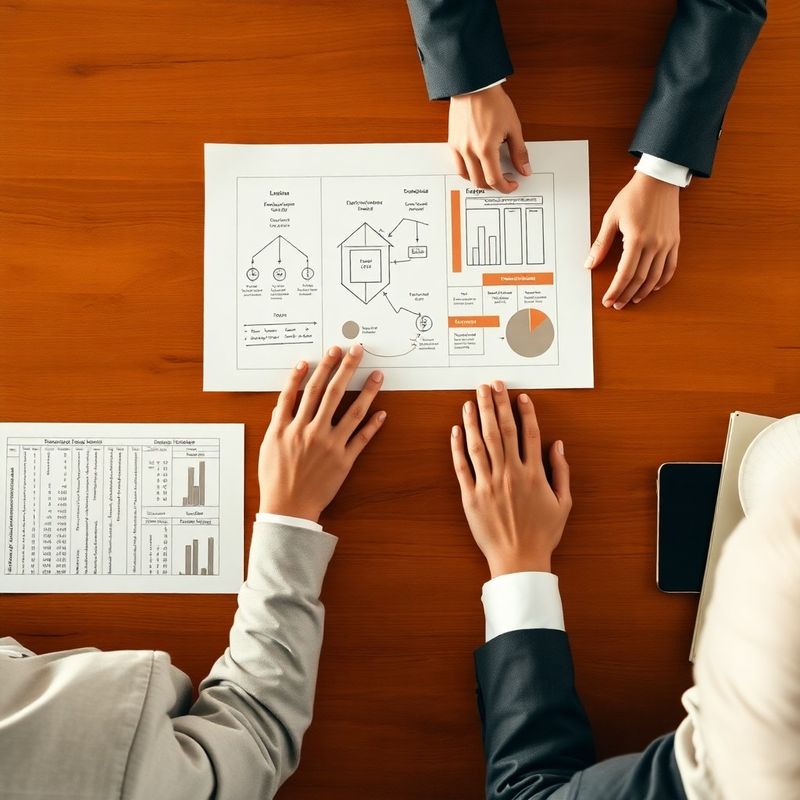 Doi profesioniști revizuiesc diagrame financiare structurate pe o masă de lemn